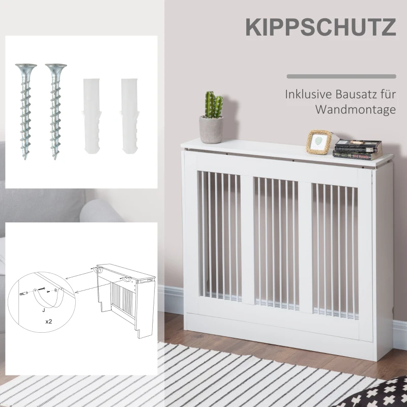 HOMCOM HOMCOM Heizkörperverkleidung Heizungsabdeckung Heizkörper Radiator Abdeckung 90 x 18 x 84 cm Heizkörper Abdeckung für Schlafzimmer Wohnzimmer Weiß