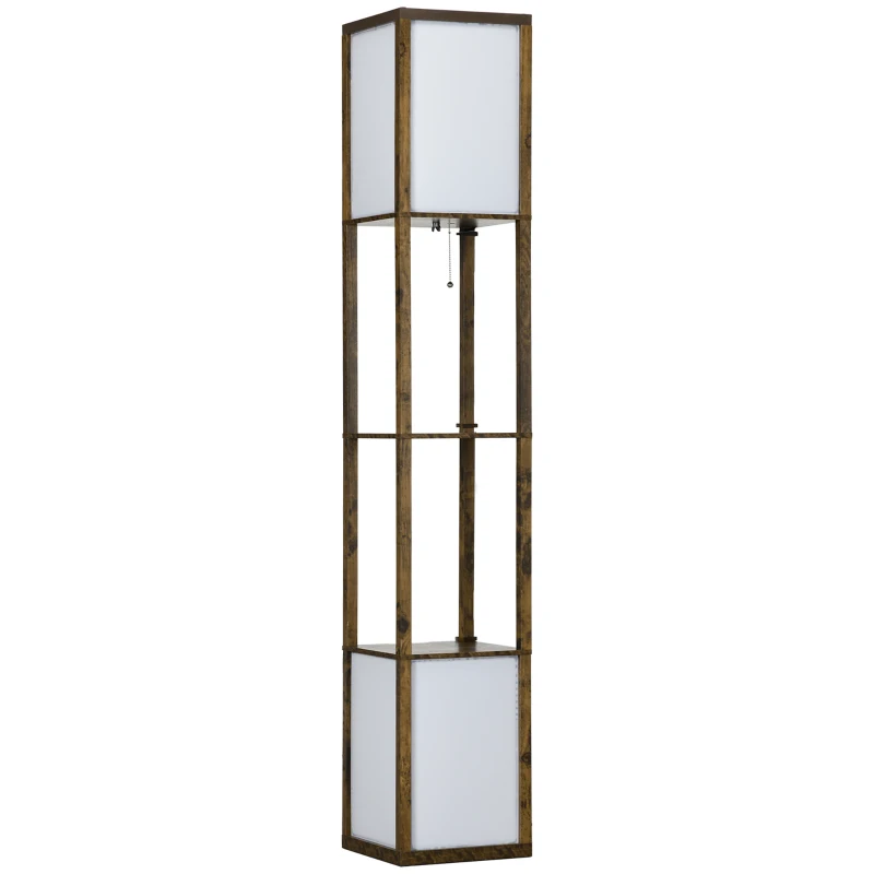 HOMCOM Modern Shelf Floor Lamp with Dual Ambient Light, Standing Lamp Living Room, Bedroom, 156cm, Brown