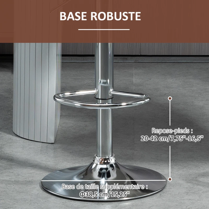 HOMCOM Lot de 2 Tabourets de Bar Design Contemporain Hauteur d'assise réglable 59-81 cm pivotant 360° PU marron