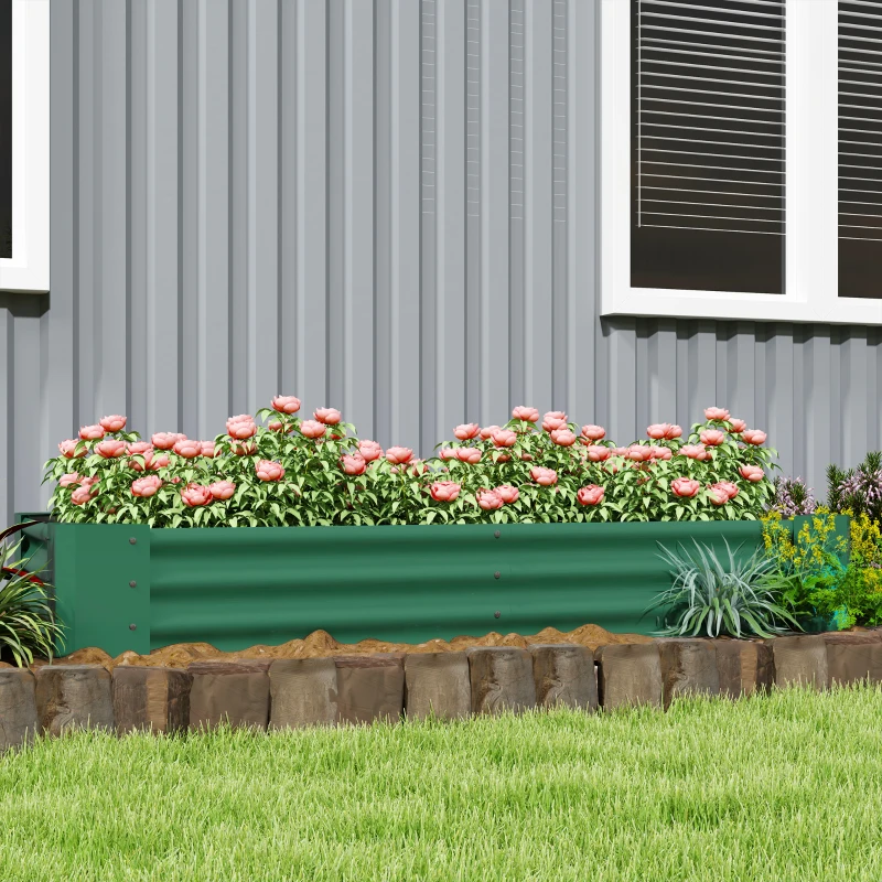 Outsunny 180 x 90cm Galvanised Steel Open Planter - Green