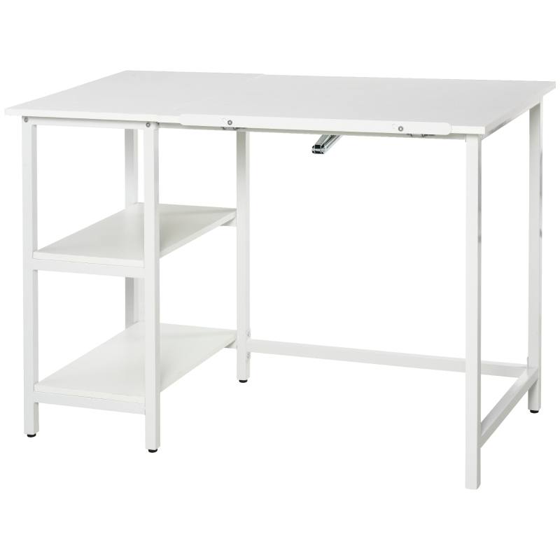 HOMCOM Table à Dessin Bureau inclinable Design Contemporain dim. 110L x 55l x 76H cm 2 étagères Panneaux Particules métal Blanc