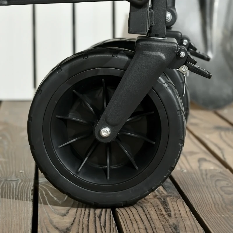 Outsunny Chariot de Jardin Pliable 4 Roues poignée télescopique Inclinaison réglable, porte arrière ouvrable, noir