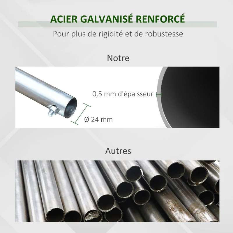 Outsunny Serre de Jardin Tunnel en Métal Vert 6X3X2M