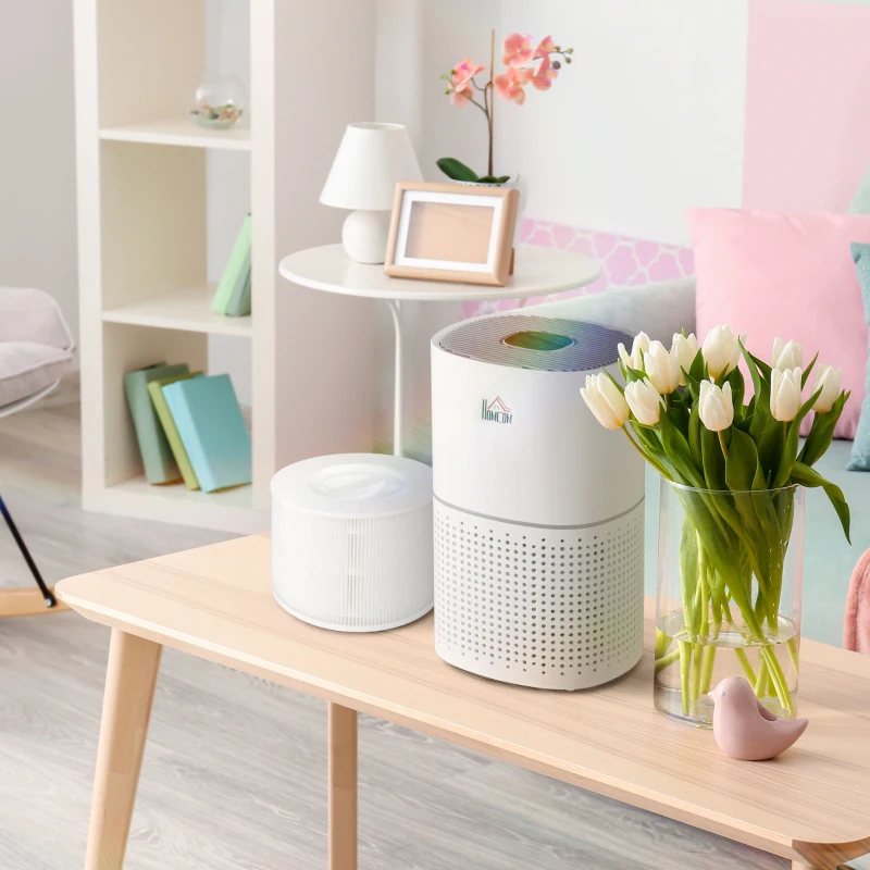 HOMCOM Filtre pour purificateur d'air B0B8H4BVKH/B0B61DQKJJ - filtration en 3 étapes avec pré-filtre, filtre à charbon actif, filtre HEPA - dim. Ø 19,3 x 14,8H cm