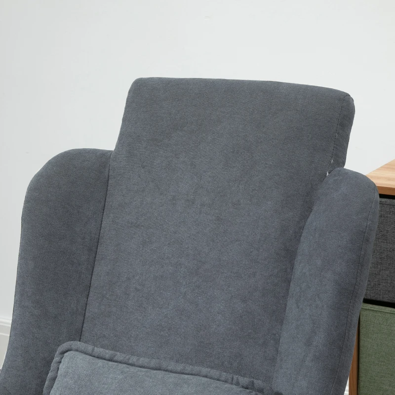 HOMCOM Fauteuil à Bascule Oreilles Rocking Chair Grand Confort accoudoirs Assise Dossier garnissage Mousse Haute densité Lin Gris