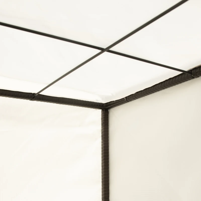 PawHut Rattan Hundehaus mit Kissen Hundebett mit Dach Hundeliege Hundehütte Haustierbett Hundesofa Kissen Stahlrahmen Kaffee+Beige 91 x 71 x 81 cm