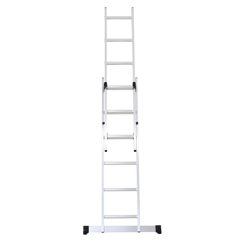 HOMCOM 2.5m Foldable Aluminium Duo Ladder w/ Non-Slip Feet Safe Wide Steps Stable A Frame Suitable For Indoor Outdoor Home DIY