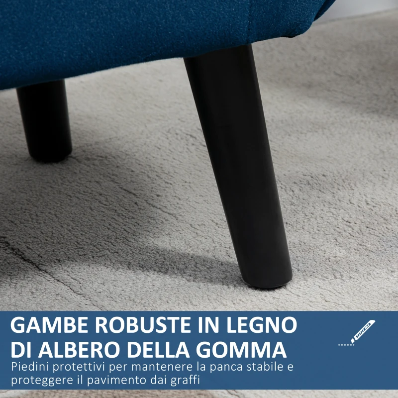 HOMCOM Panca Contenitore Imbottita per Interno in Tessuto Vellutato con Braccioli, 118x42x66cm - Blu