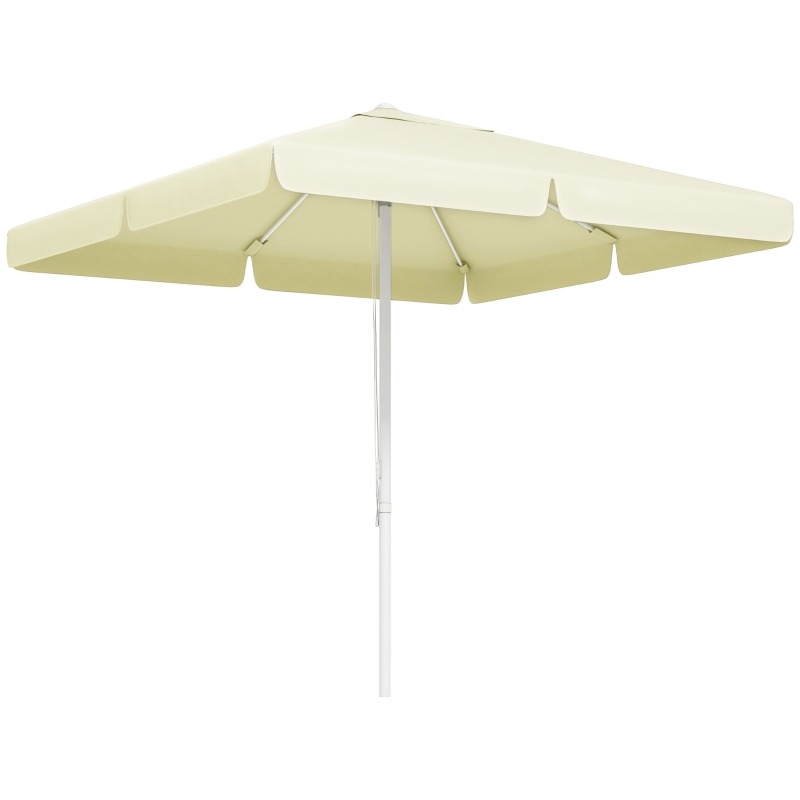 Outsunny Gartenschirm, Sonnenschirm, Seilzug, höhenverstellbar, Aluminiumgestell, 2,5 x 2,5 x 2,5m, Beige/Weiß