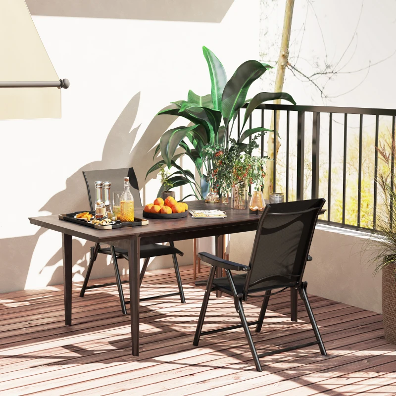 Outsunny Set of Two Folding Outdoor Chairs - Black