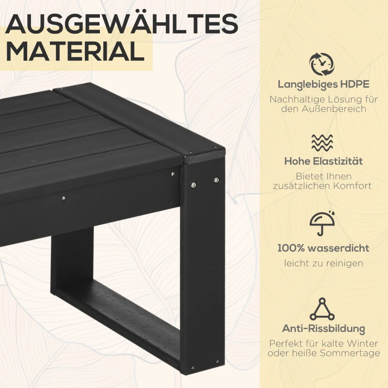 Outsunny Beistelltisch, Gartentisch, rechteckig, Industrial Design, markante Holzoptik, schwarz, 95 x 42 x 40 cm