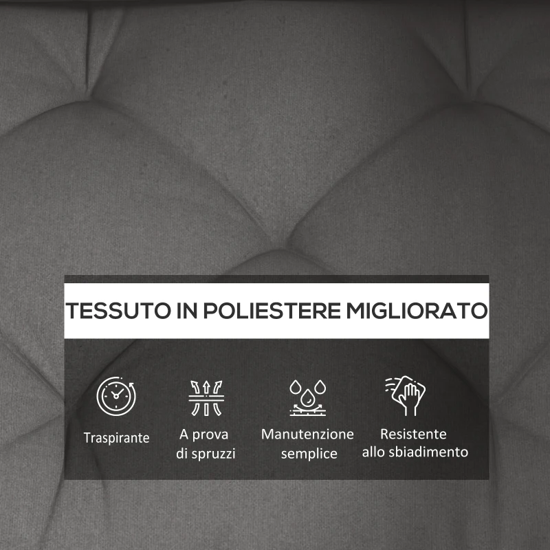 Outsunny Set 3 Cuscini da Giardino per Divani e Pallet in Poliestere con Imbottitura Spessa, Grigio Carbone