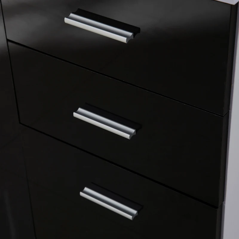 HOMCOM Armoire de rangement commode chambre/salon 2 tiroirs coulissants + 3 placards 106L x 35l x 76H cm MDF noir blanc