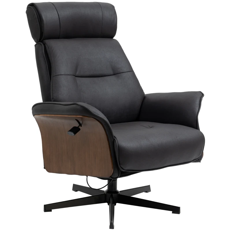 HOMCOM Poltrona Reclinabile con Poggiatesta Regolabile e Seduta Imbottita, in Acciaio e Legno, 84x83x103 cm