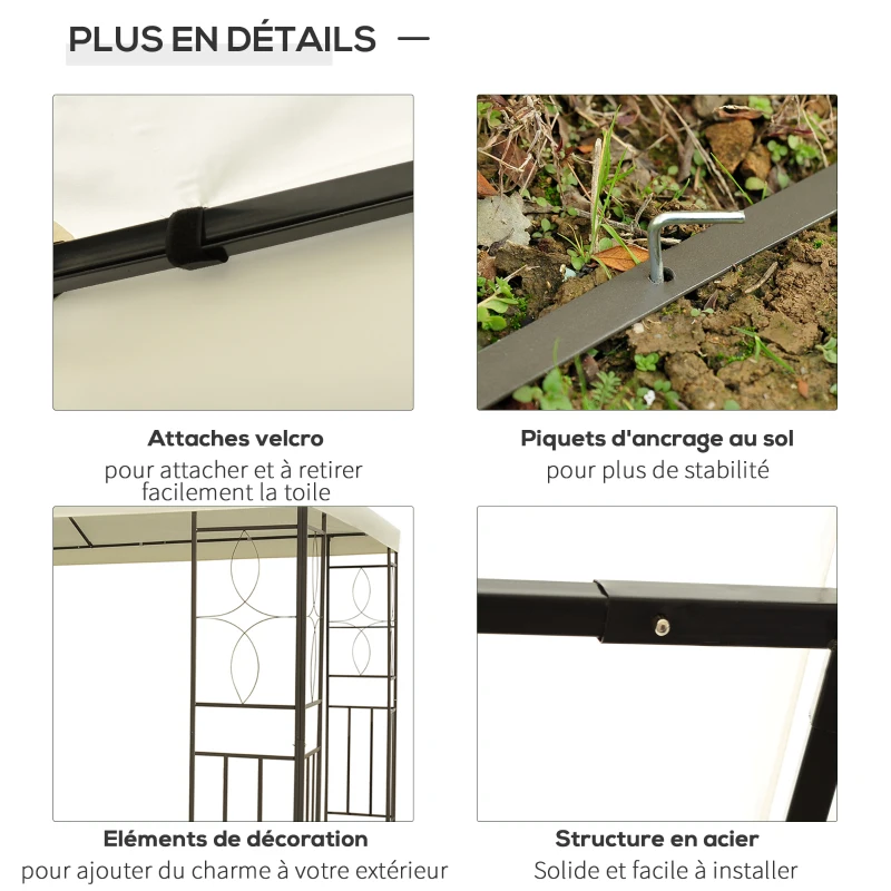 Outsunny Tonnlle de jardin barnum pavillion de jardin 3 x 4 m double Toit avec moustiquaires amovibles imperméable blanc