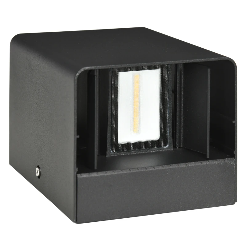 Outsunny Außenwandleuchte, verstellbarer Leuchtwinkel, 9W, 200-240V, 3000K, Aluminium, Schwarz, 11 x 13 x 16 cm