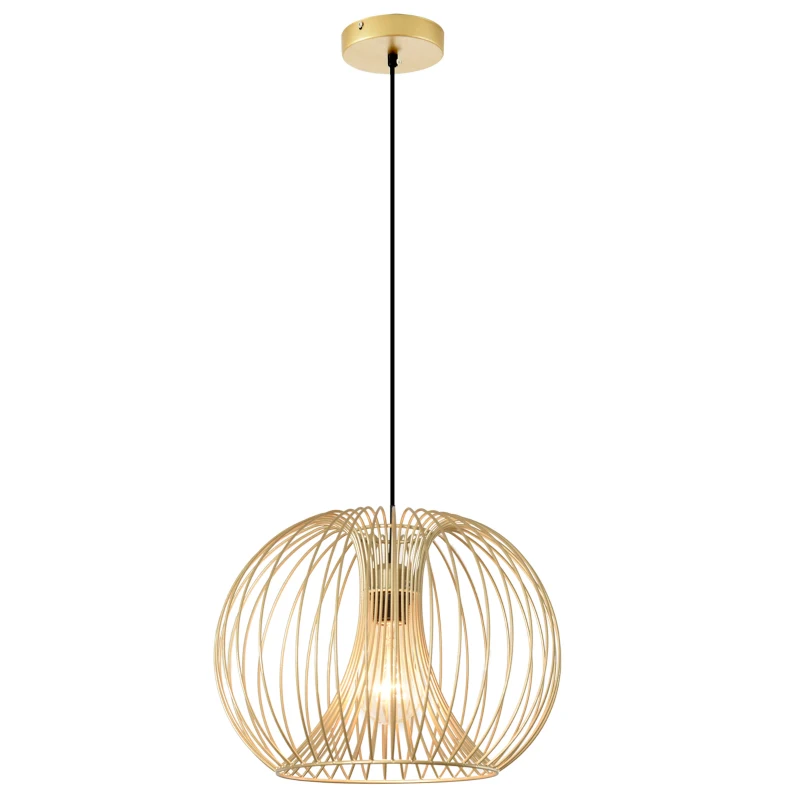 HOMCOM Lampada a Sospensione Altezza Regolabile, Illuminazione Moderna Soggiorno, Cucina, Camera da Letto, Colore Oro