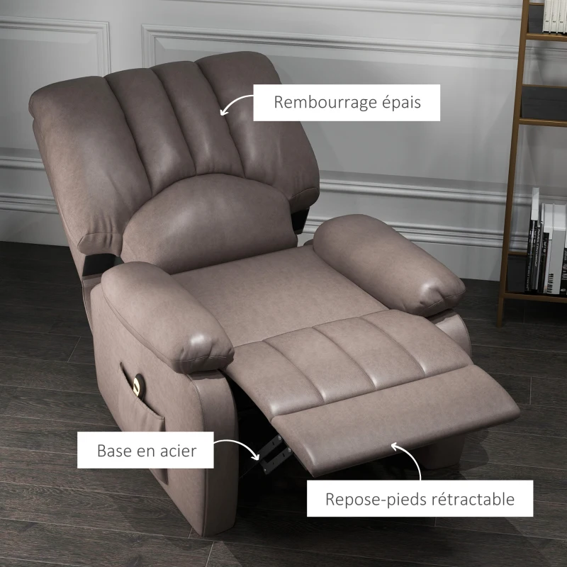 HOMCOM Fauteuil relax inclinable électrique releveur avec repose-pied et télécommande 86 x 92 x 102 cm gris