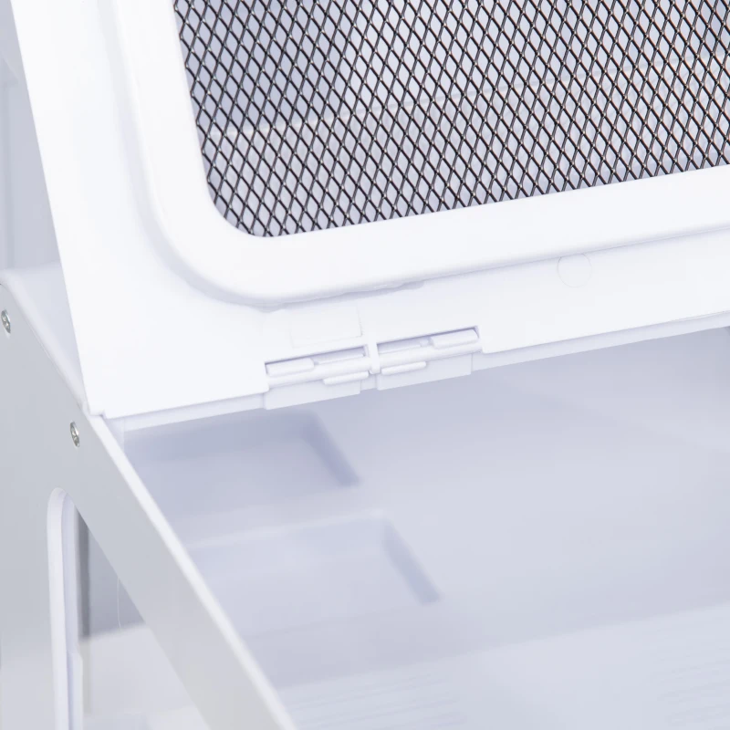 PawHut Terrario per Tartarughe d'Acqua con Vasca per Tartarughe, Ciotole e Finestre, 47x28x25cm - Bianco