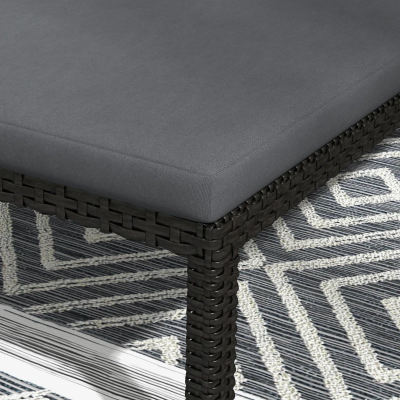 Outsunny Tumbona de Ratán Sintético con Respaldo Ajustable en 5 Posiciones Cojín y Ruedas 73x200x48 cm Gris Oscuro y Negro