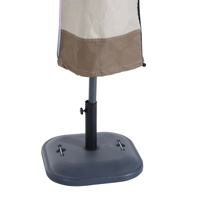 Outsunny Sonnenschirm Schutzhülle bis Ø300 cm Abdeckung Schirmschutzhaube mit Reißverschluss Oxfordstoff Beige + Kaffee  Ø50 x 190 cm