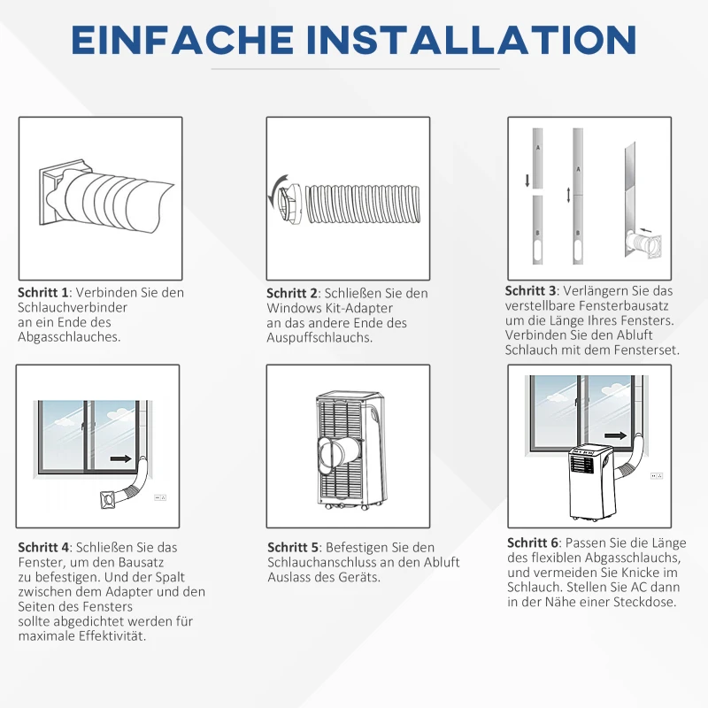 HOMCOM Mobile Klimaanlage 3-in-1, inkl. Fernbedienung, 9K BTU, 24h Timer, ABS, Weiß