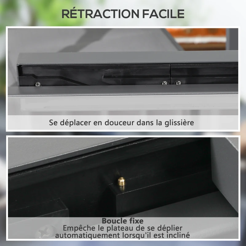 Outsunny Table Extensible de Jardin Grande Taille dim. dépliées 160 x 80 x 75 cm Aluminium Plateau Verre trempé transparent