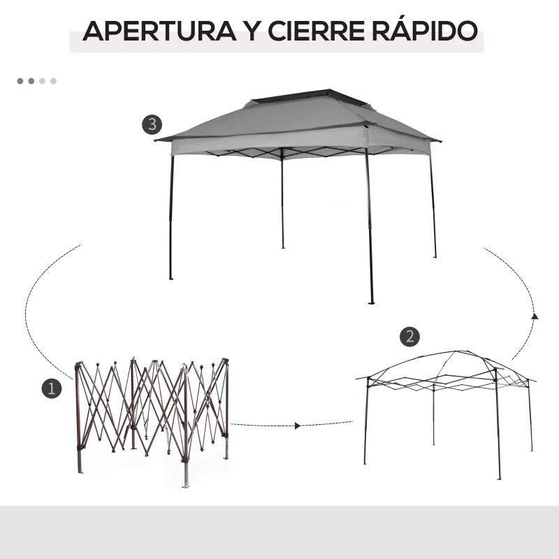 Outsunny Carpa Plegable Gazebo 3,3x3,3 m con 4 Paredes Laterales de Malla Anti-UV y Bolsa de Transporte Gris Claro
