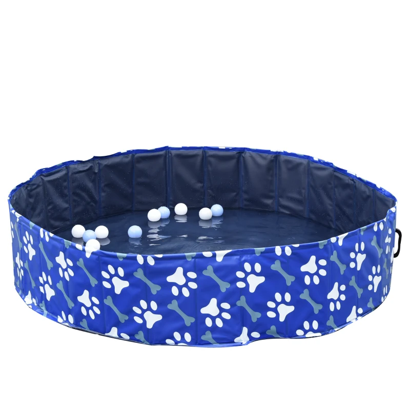 PawHut Piscina Rigida per Cani Taglia Grande Superiore a 65kg in Plastica Dura e Antiscivolo per Giardino o Interni, Blu Φ140x30cm