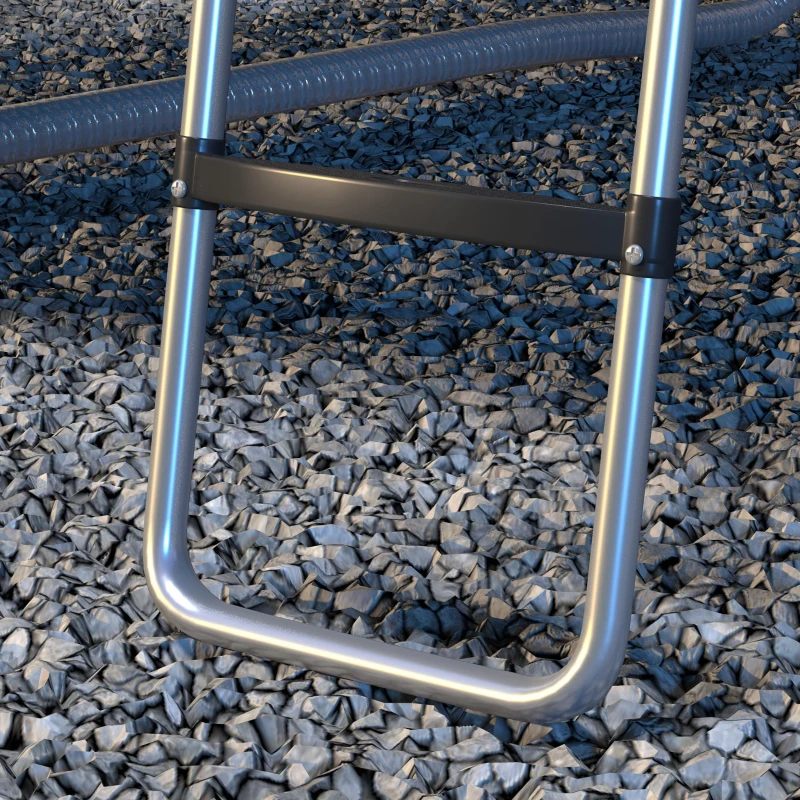 SPORTNOW Galvanised Steel Trampoline Ladder, 2 Steps/3 Steps Outdoor Trampoline Accessories for 6ft, 8ft, 10ft, 12ft, 13ft, 14ft, 16ft Trampoline, 110L x 32Wcm, Silver Tone