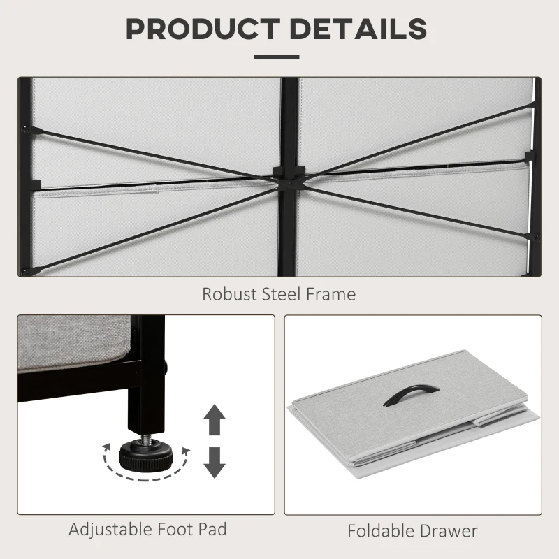 HOMCOM Fabric Chest of Drawers, Industrial Bedroom Dresser with 8 Fabric Drawers, Steel Frame and Wooden Top for Nursery, Living Room, Hallway, Grey