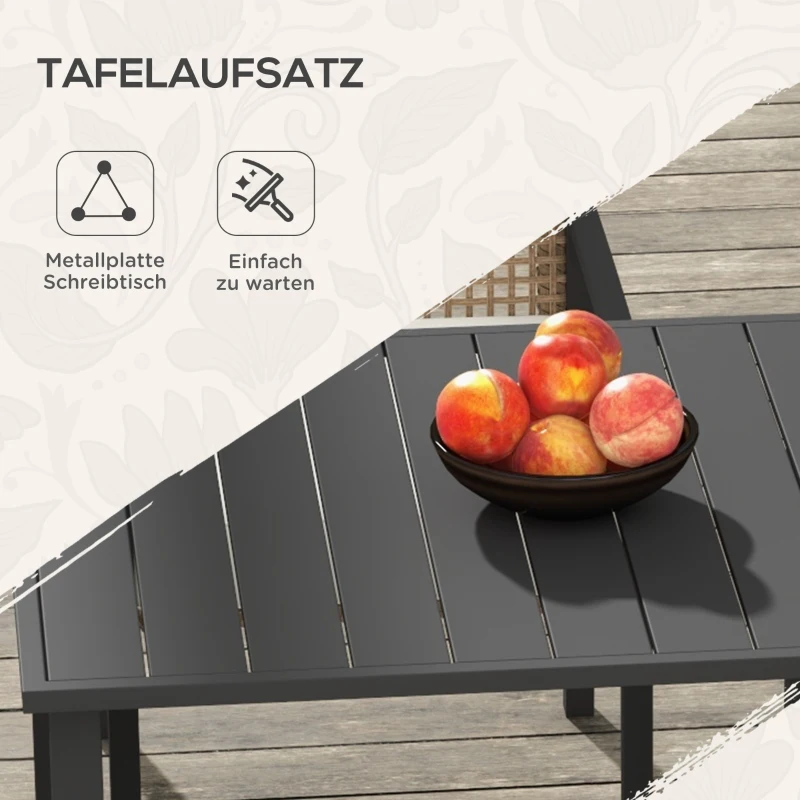 Outsunny Gartengarnitur, 5-teilig, Tisch, 4 Stühle mit Sitzkissen, Metallrahmen, Rattandekor, Natur