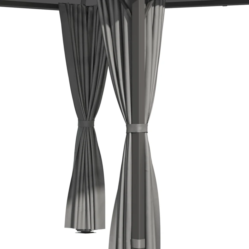 Outsunny Tonnelle de jardin structure aluminium toit polycarbonate imperméable UV 60+ parois latéraux 3 x 3 m gris foncé