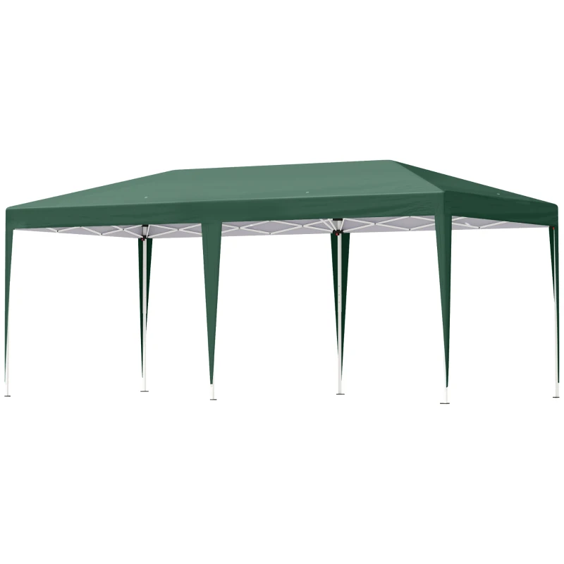Outsunny Pop Up Gazebo 3 x 6m, Foldable Canopy Tent, Height Adjustable Wedding Awning Canopy w/ Carrying Bag, Green
