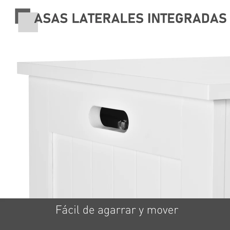 HOMCOM Baúl de Almacenaje con Tapa Baúl de Almacenaje Versátil con Bisagra de Seguridad para Pasillo Salón 81x40x46 cm Blanco