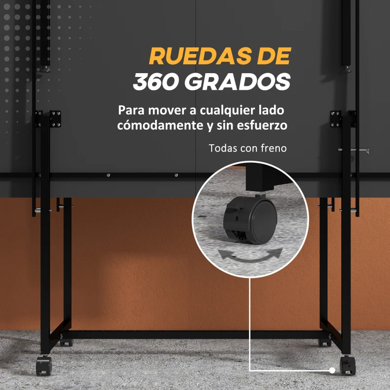 SPORTNOW Mesa de Ping-Pong Plegable con 4 Ruedas Red 2 Palas y 3 Pelotas para Interior y Exterior 274x152,5x75,5 cm Azul