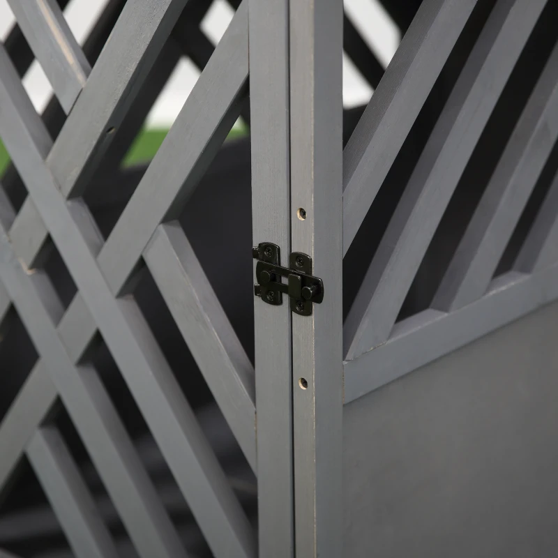 PawHut Wood Dog Crate Dog Cage Table Kennel Night Stand with Lockable Door for Small Medium Pets Grey 60 x 91 x 74 cm