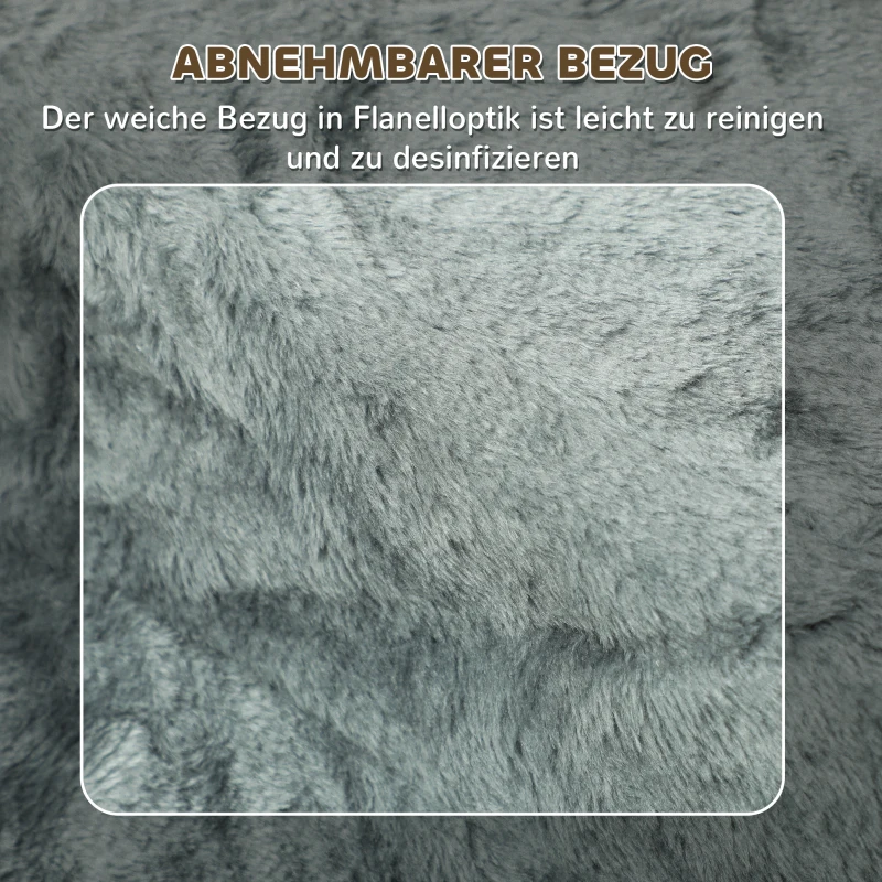 PawHut Faltbare Haustiertreppe, 3 Stufen, waschbarer Plüschbezug, Spanplatte, 46 x 35 x 35 cm, Hellgrau