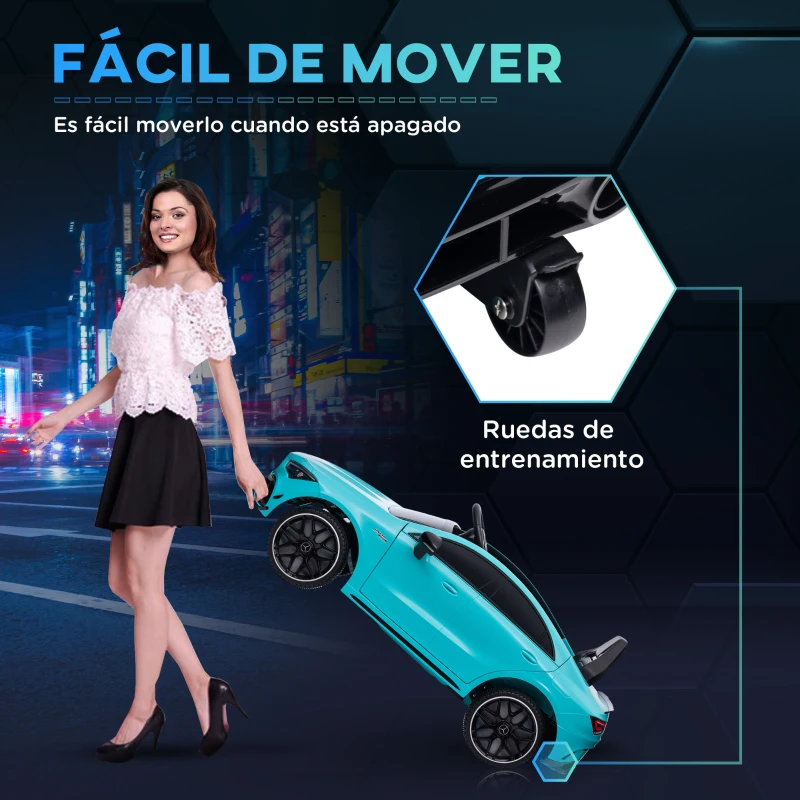 AIYAPLAY Coche Eléctrico para Niños de +3 Años Mercedes-benz AMG CLA 45 con Batería 12V Mando a Distancia Faros Música Azul