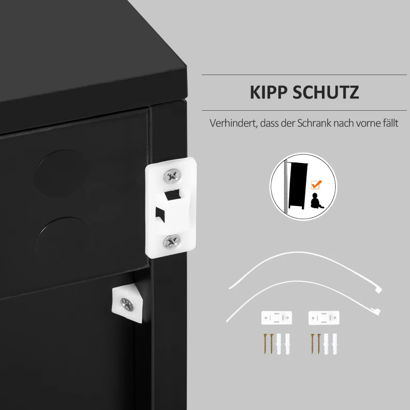 HOMCOM Aufbewahrungsschrank mit 2 Schubladen, 2 Türen, mit Kippschutz, für Wohnzimmer, Schlafzimmer, 79 x 36 x 74 cm, Schwarz