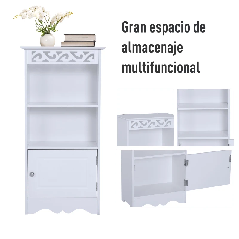 HOMCOM Armario de Baño Gabinete Consola Mueble Aparador Organizador de Almacenaje Multiusos de Cocina Comedor Salón 1 Estante con Puertas 40x23x80cm