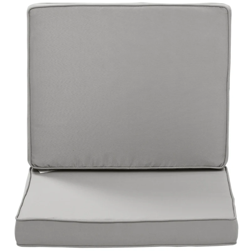 Outsunny 2er-Set Sitzkissen, 56 x 52 cm Stuhlkissen mit Reißverschluss, Stoffbezug, 7cm dick Polsterauflage, waschbar Hellgrau