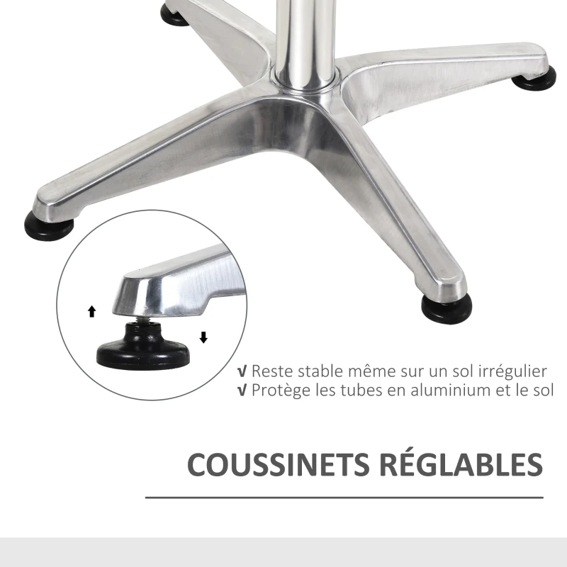 HOMCOM Table de Bar Table de Cuisine Salle à Manger Mange-debout Hauteur réglable Plateau INOX