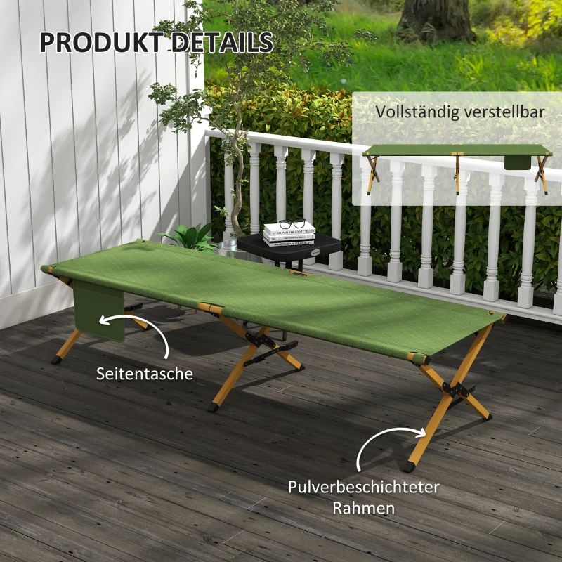 Outsunny Feldbett faltbar Campingbett mit Tragetasche 196 x 64 x 45 cm Gästebett bis 120 kg für Outdoor, Camping Reisen