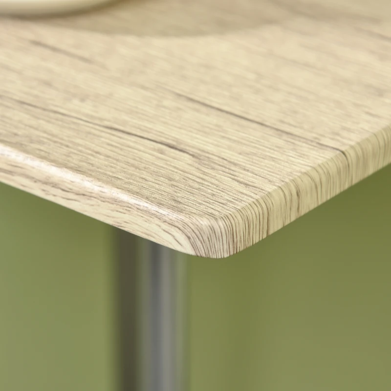 HOMCOM Set 3 Pezzi con Tavolino Alto e Sgabelli da Bar in Legno e Acciaio, Color Quercia