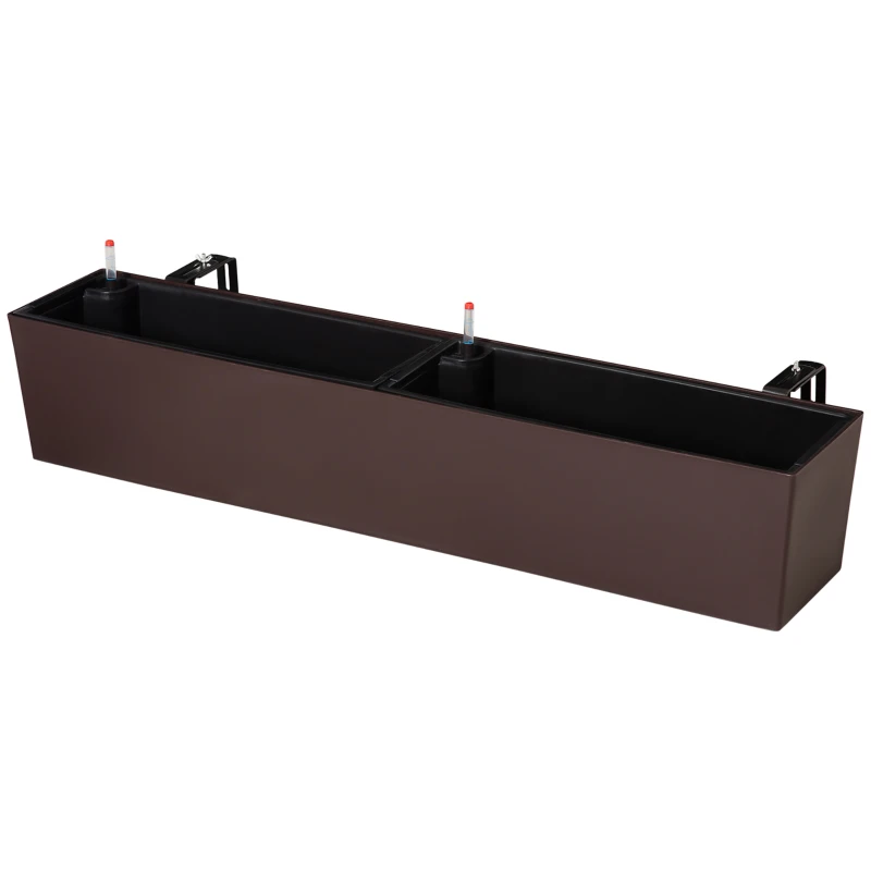 Outsunny Fioriera da Balcone Auto-irrigante con Gancio per Ringhiera Regolabile e Indicatore Acqua