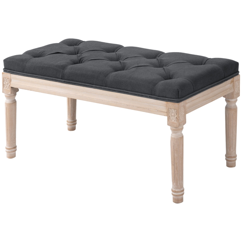 Banquette De Lit Capitonnée HOMCOM Style Vintage, Marron, Bois Et Synthétique