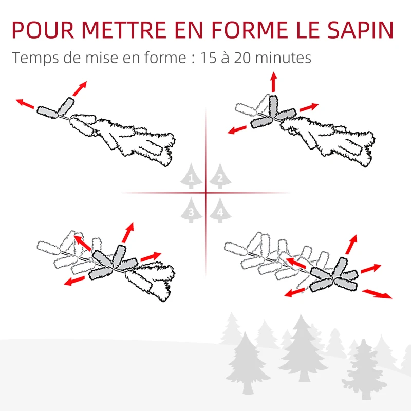 HOMCOM Sapin de Noël Artificiel Aspect enneigé 210 cm 968 Branches épines Imitation Nordmann Grand réalisme