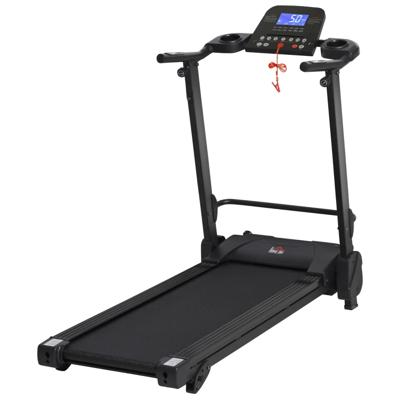 HOMCOM 2.5HP 14Km/h Manual Incline Electric Running Machine Motorized Treadmill Folding, MP3 & USB Player, 12 Preset Programs, 5 Speed Shortcut, w/ WIDE RUNNING BELT, LCD Display, Drink Holders