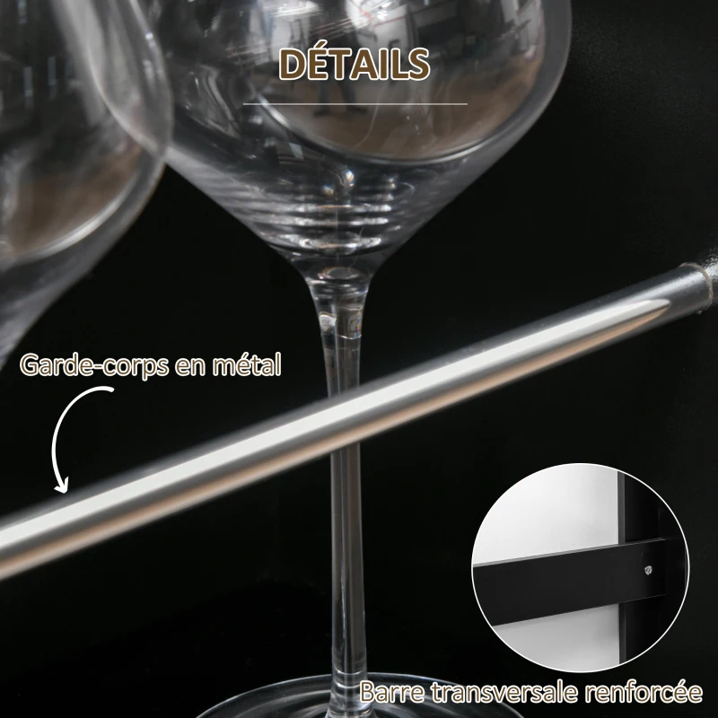 HOMCOM Table de bar table haute de cuisine mange-debout comptoir - dim. 112L x 57l x 106H cm - 3 étagères - noir